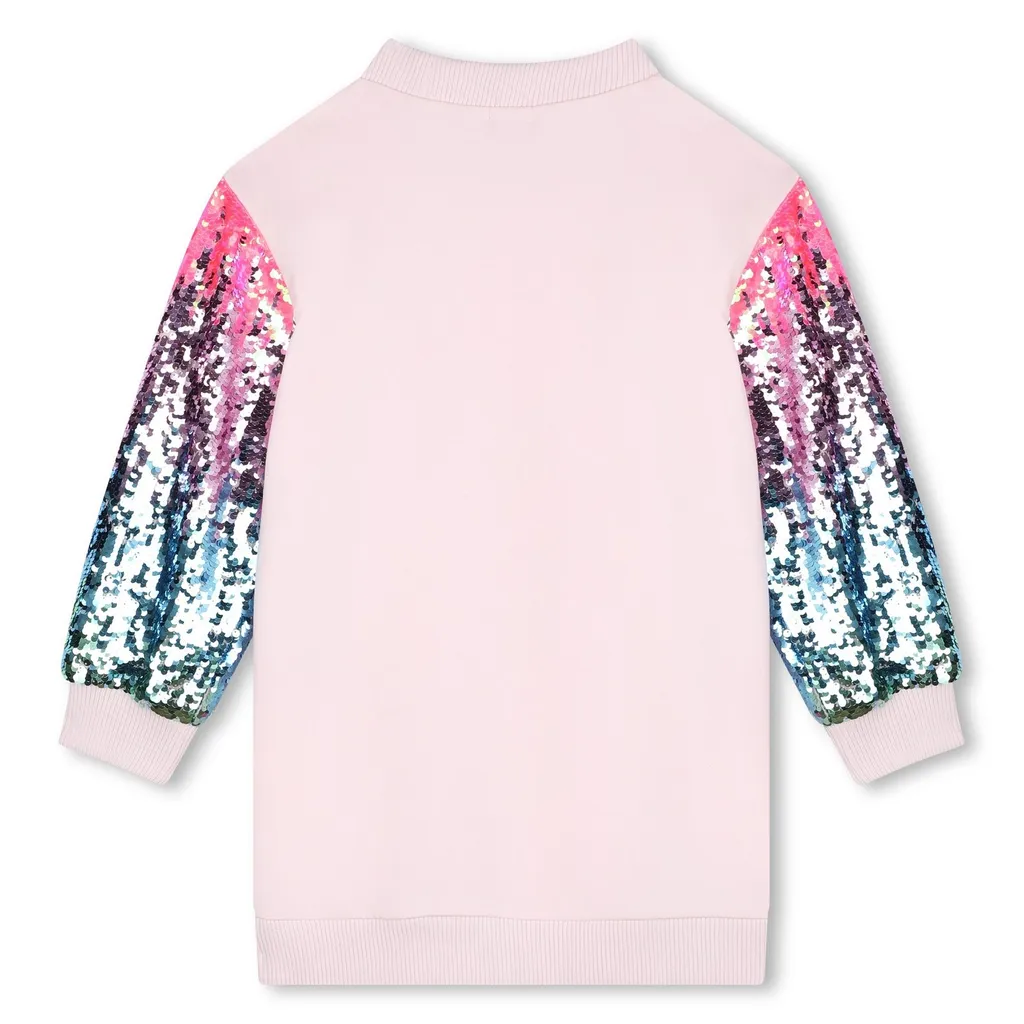 Sweatshirt Dress With Sequin Sleeves