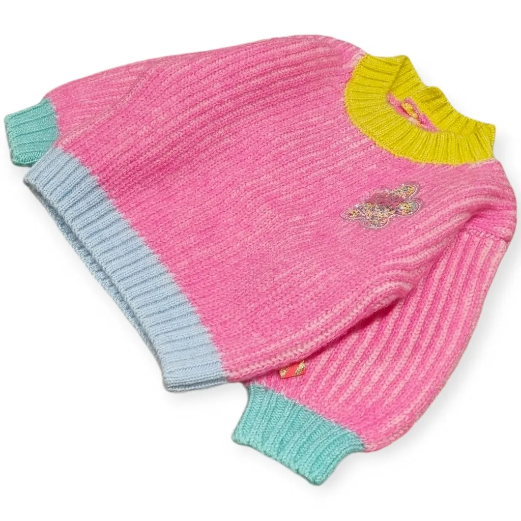 Knit Sweater With Flower Appliqué