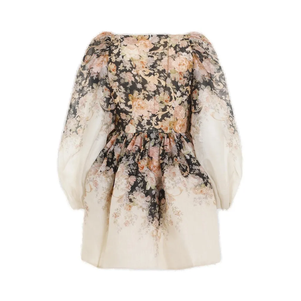 Floral Print Puff Sleeve Dress