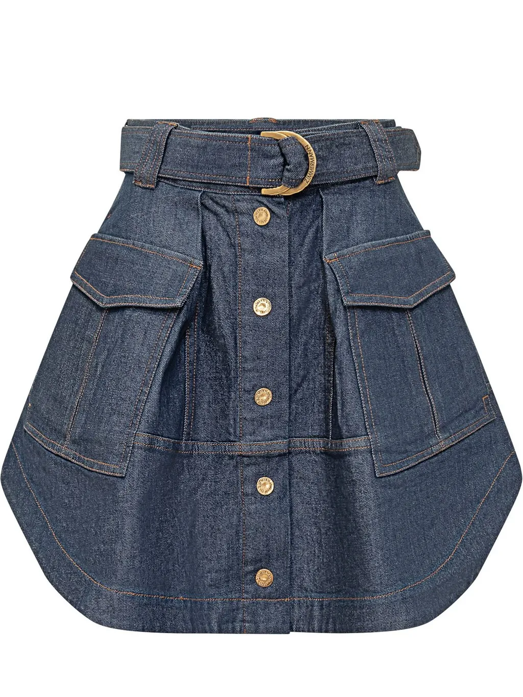 Denim Belted Cargo Skirt