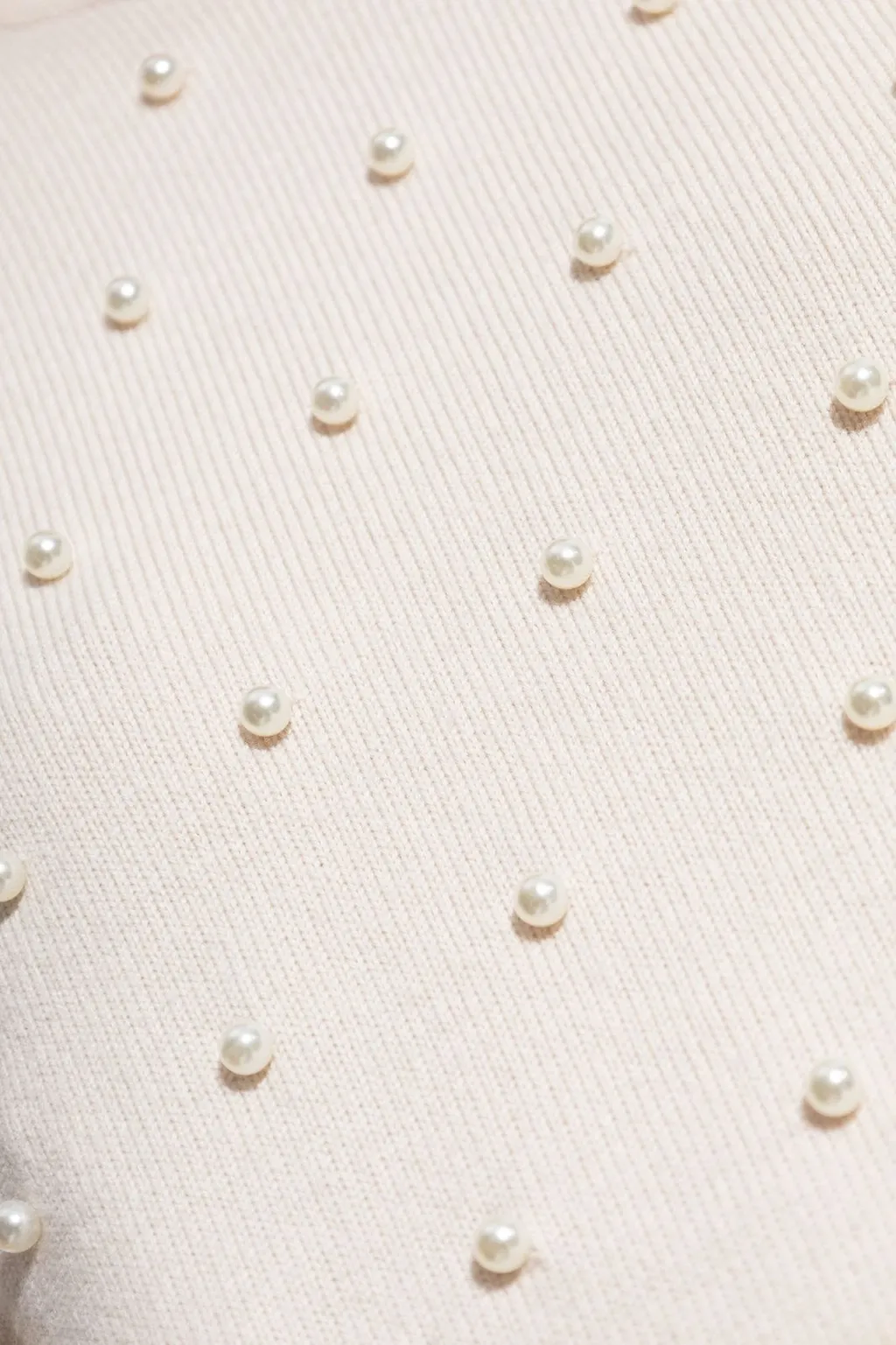 Short Sleeve Sweater With Pearl Embellishments
