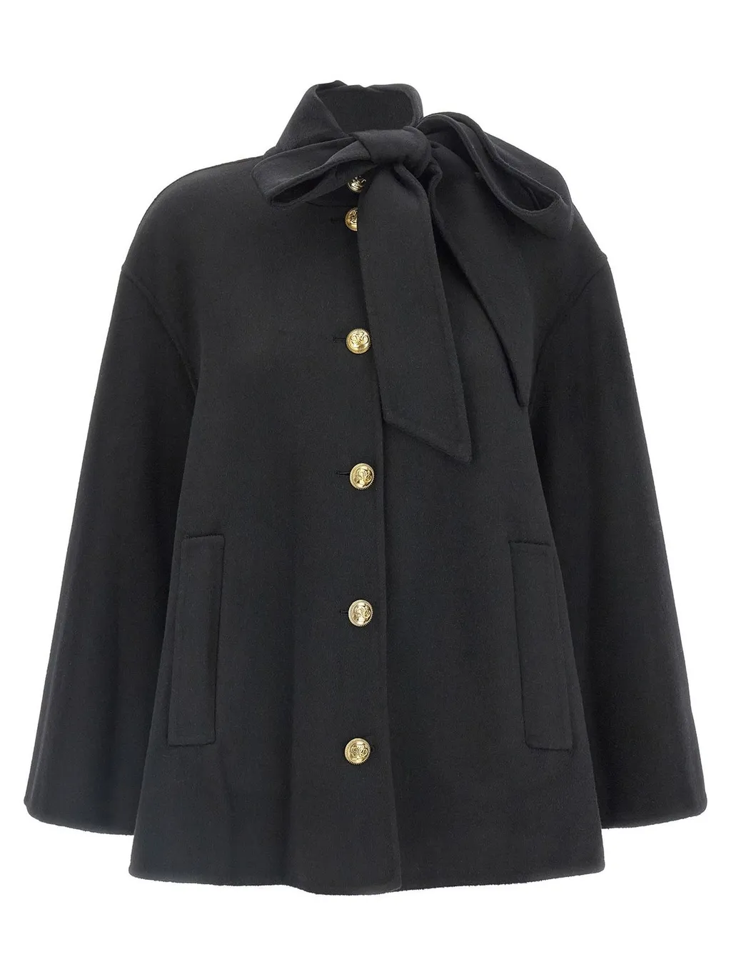 Cape Coat With Bow Detail