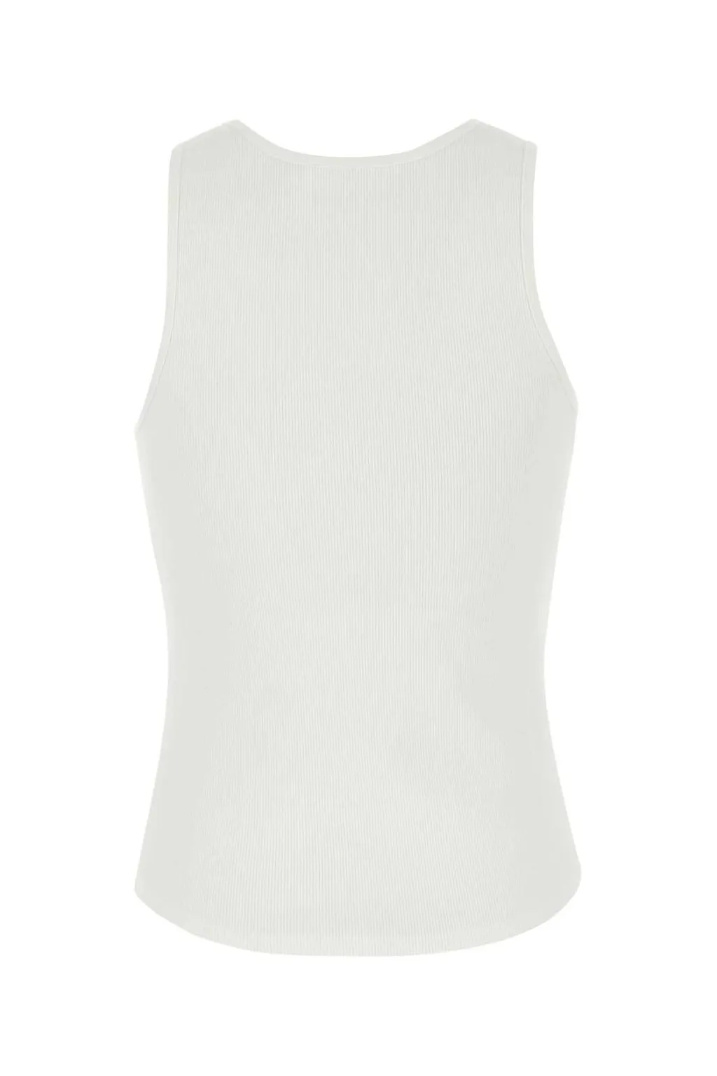 Ribbed Tank Top With Embellished Neckline
