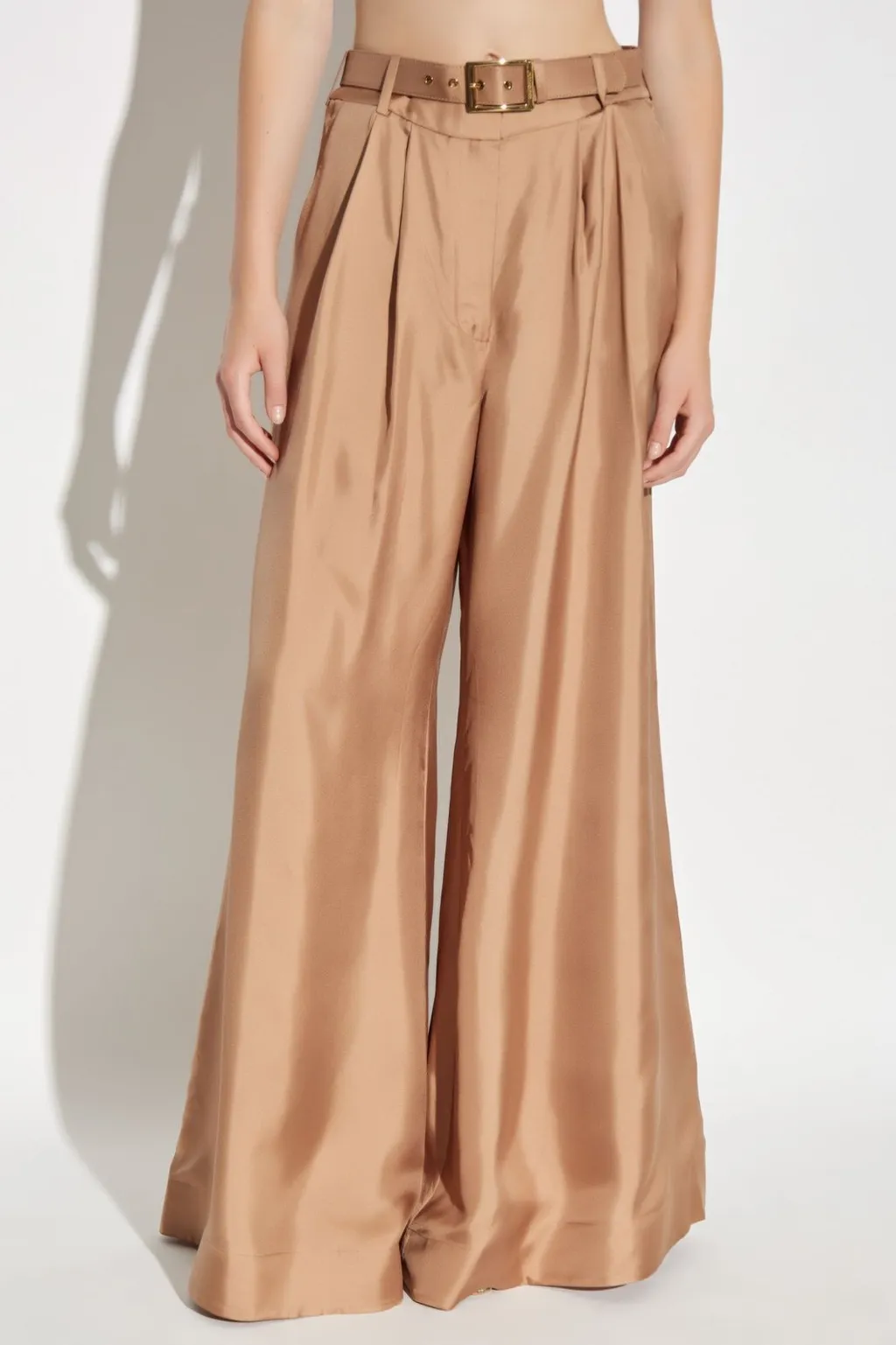 Wide-Leg Belted Trousers
