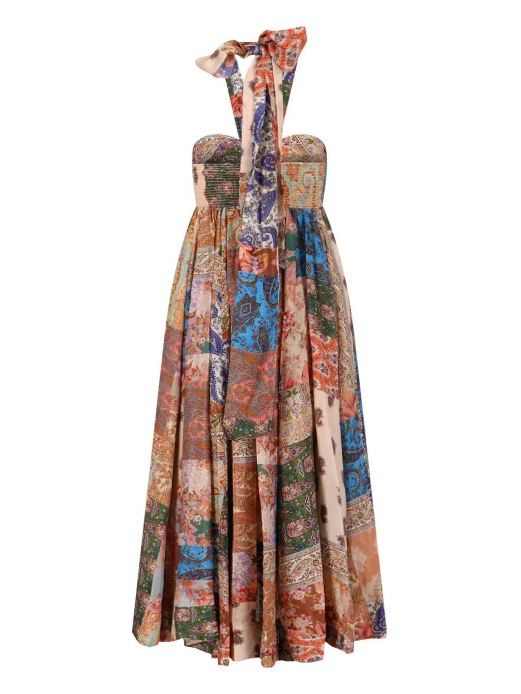 Patchwork Halter Maxi Dress