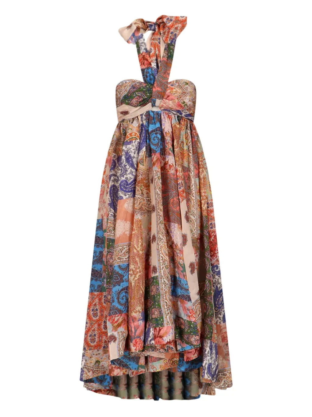 Patchwork Halter Maxi Dress