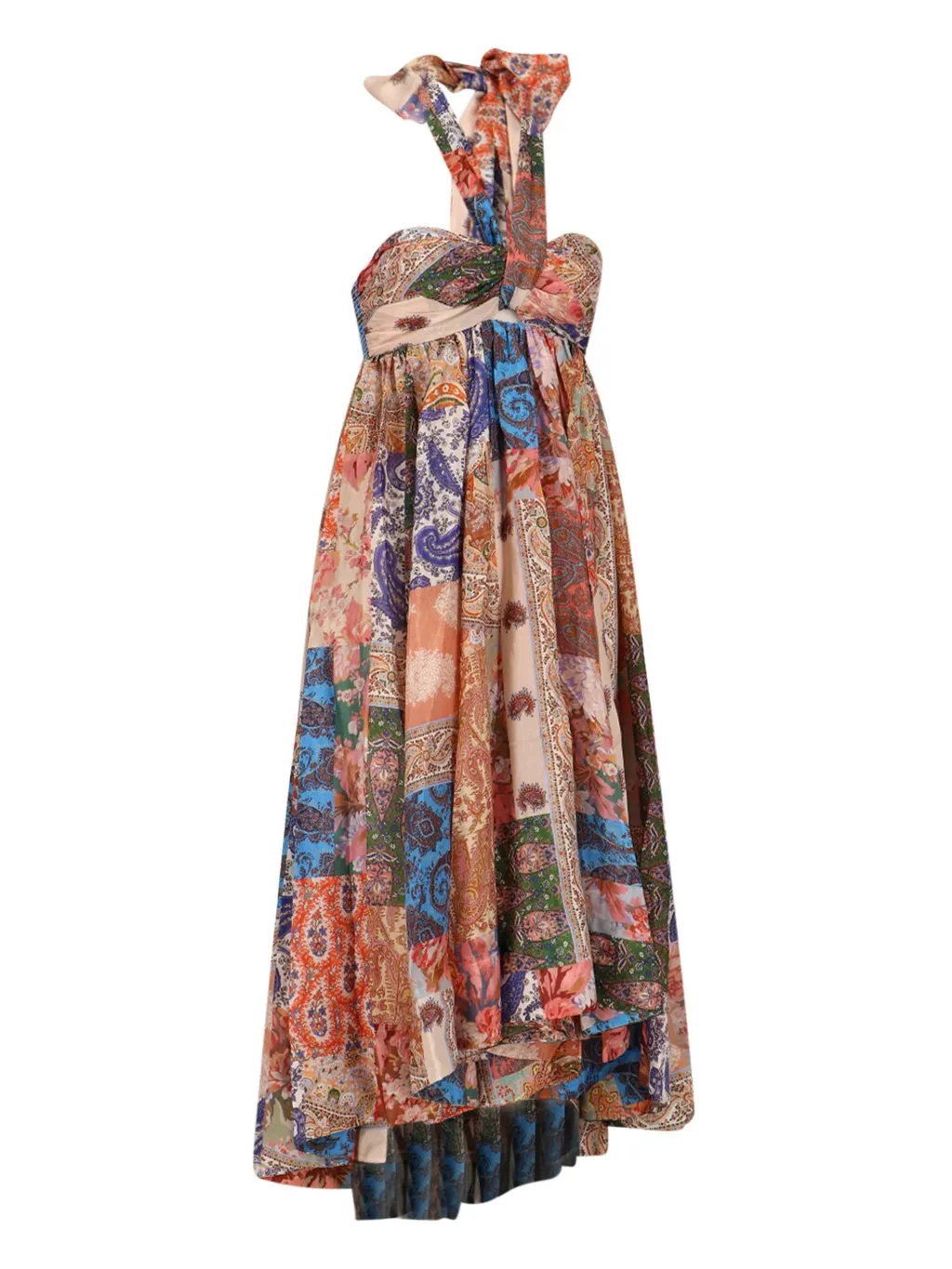 Patchwork Halter Maxi Dress