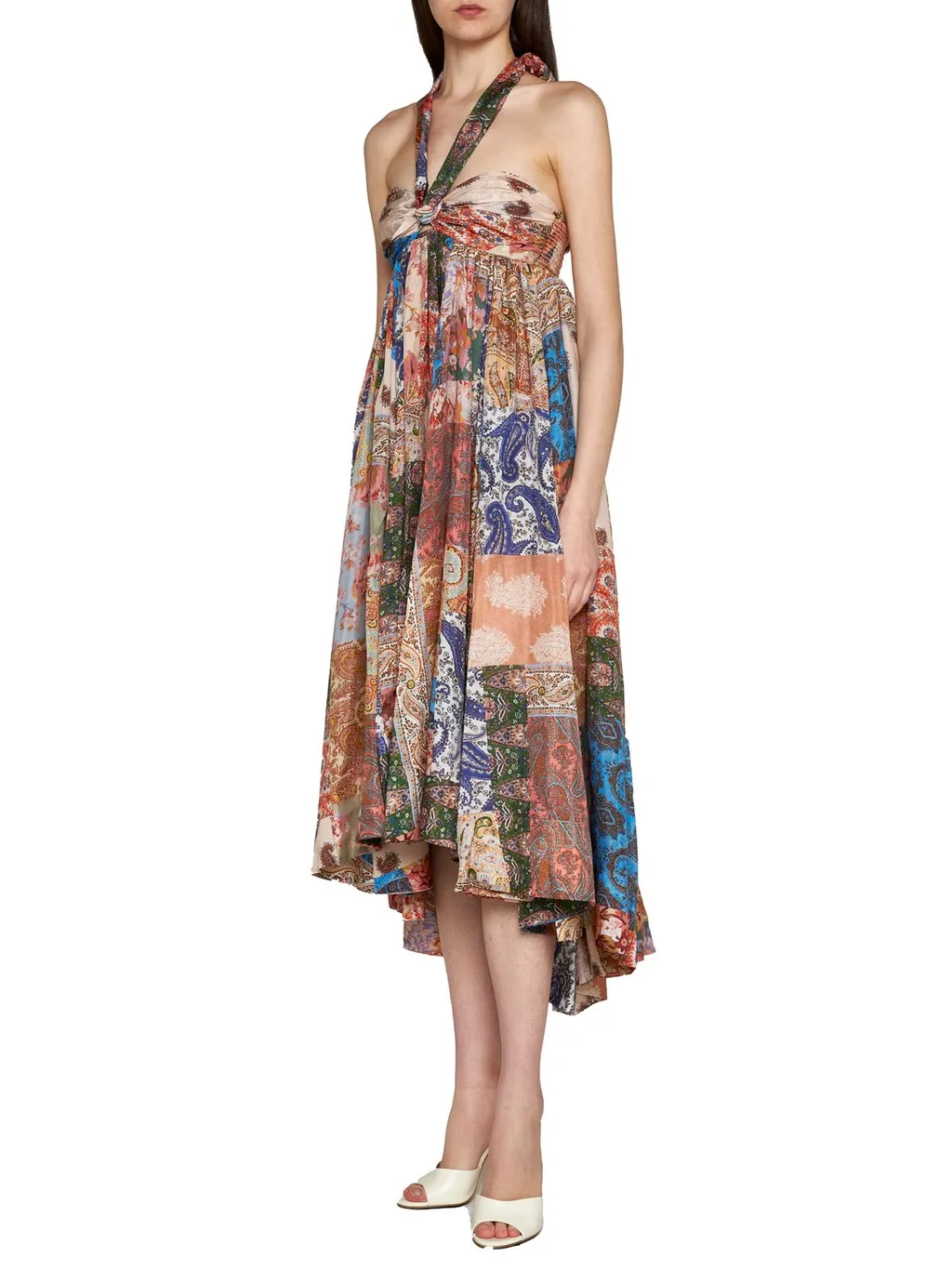 Patchwork Halter Maxi Dress