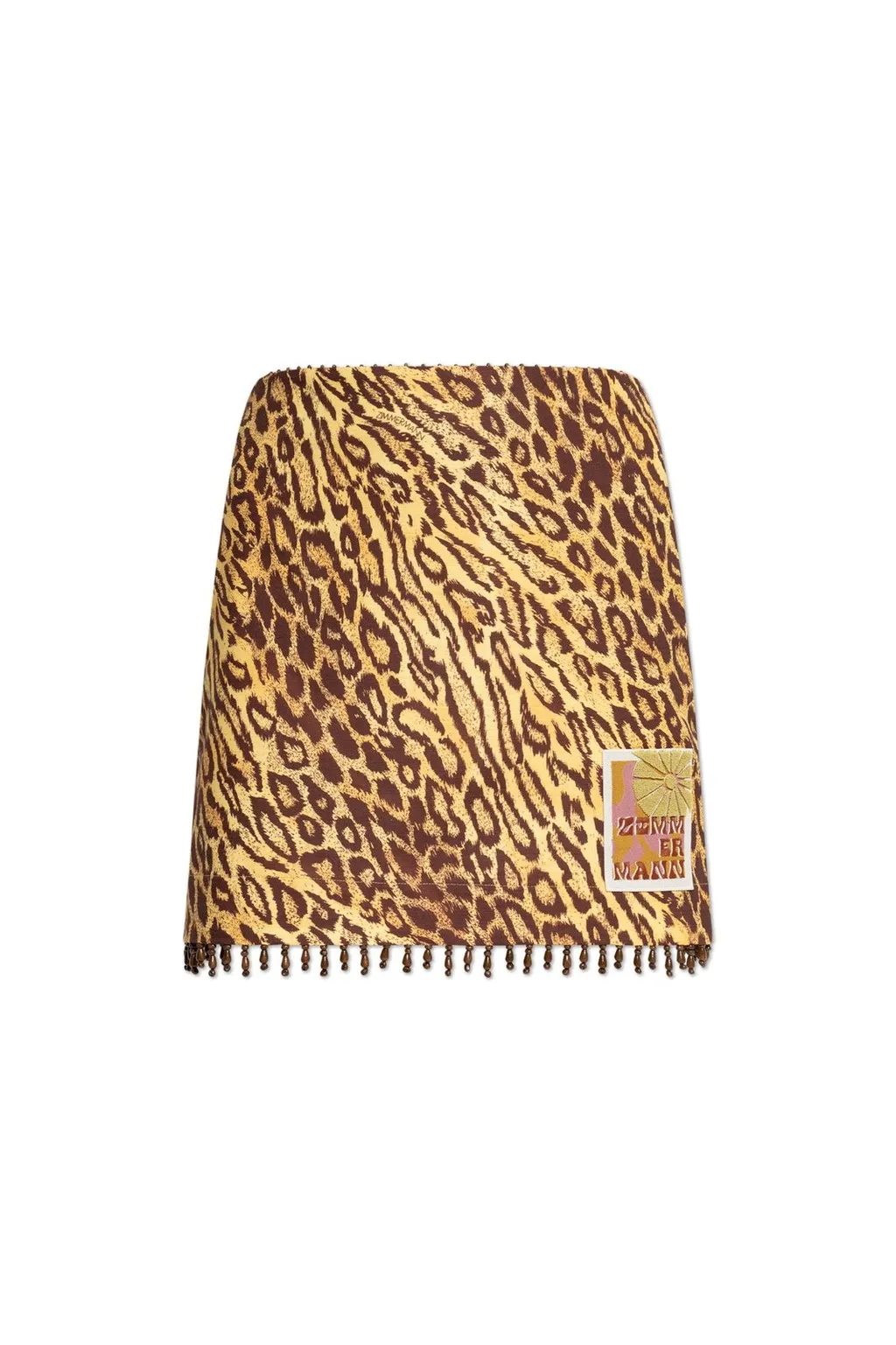 Leopard Print Mini Skirt With Beaded Trim