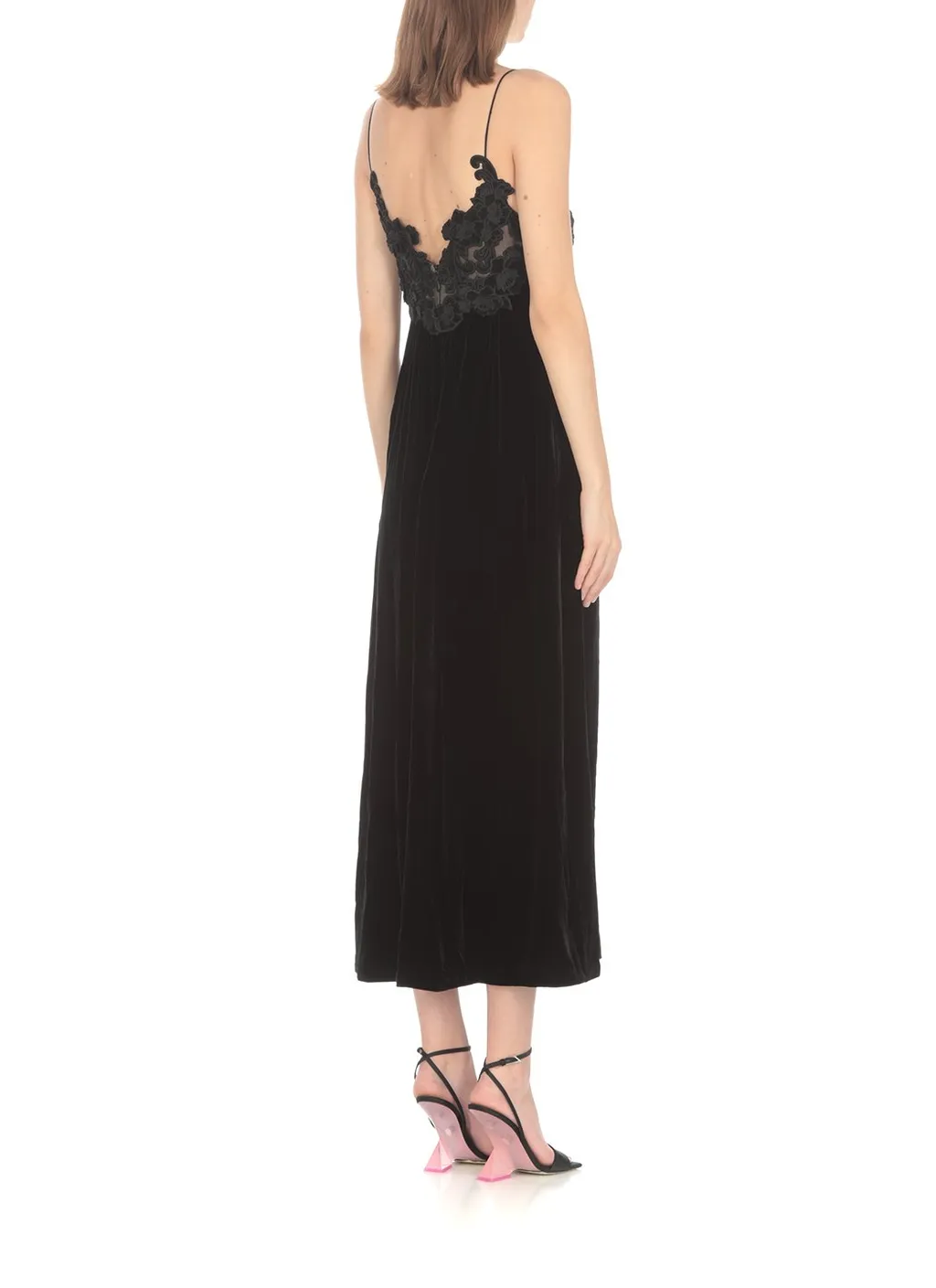 Velvet Maxi Dress With Lace Trim