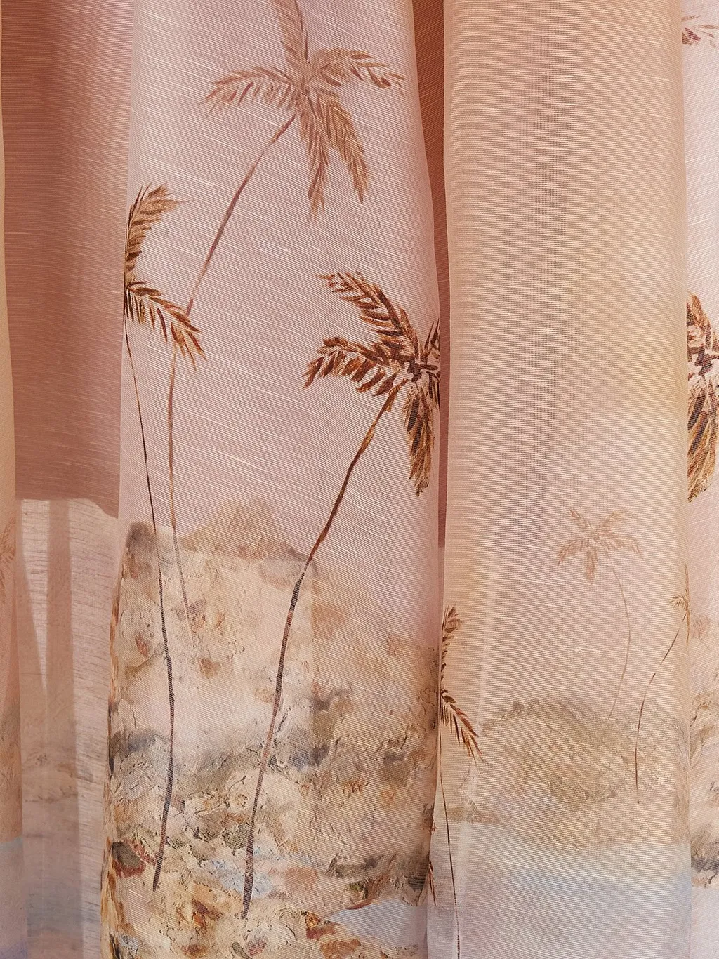 Off-The-Shoulder Ruffled Dress With Palm Tree Print