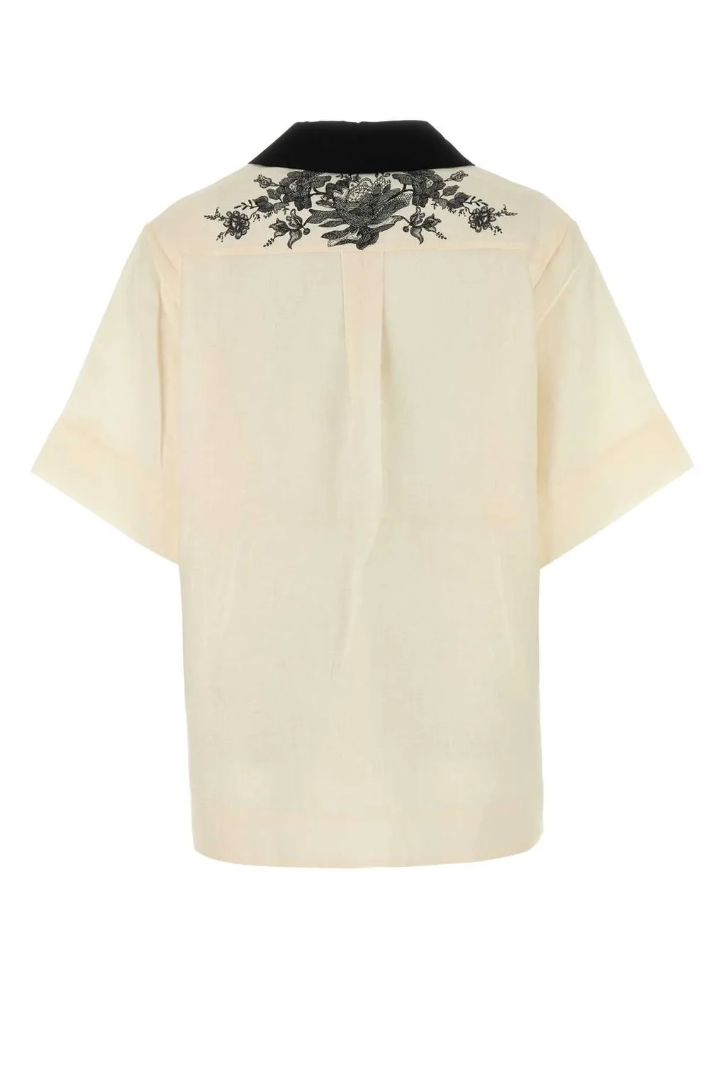 Short Sleeve Shirt With Floral Embroidery