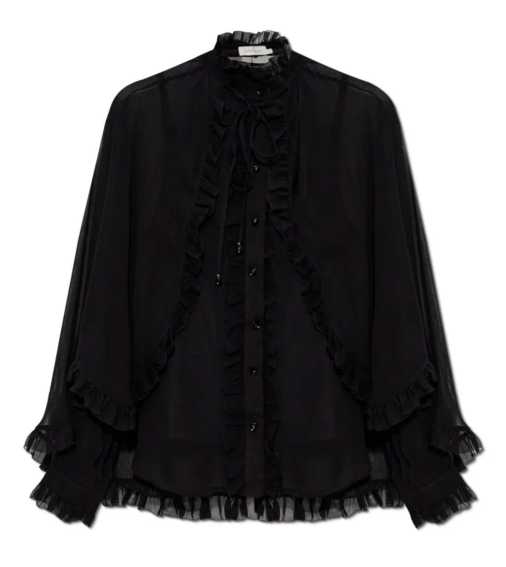 Ruffled Sheer Blouse