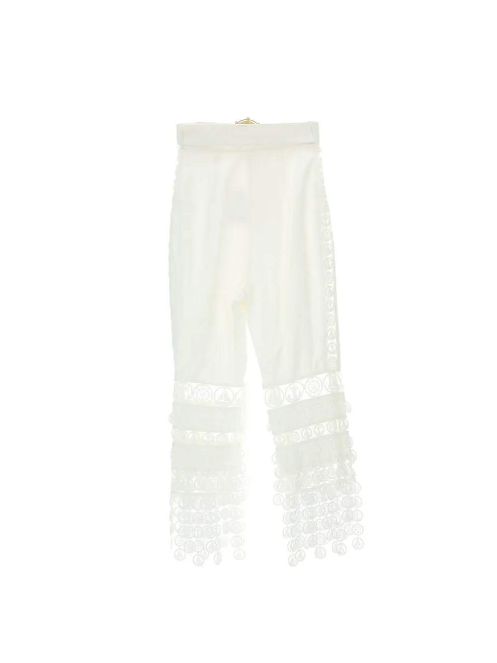 High-Waisted Trousers With Lace Trim