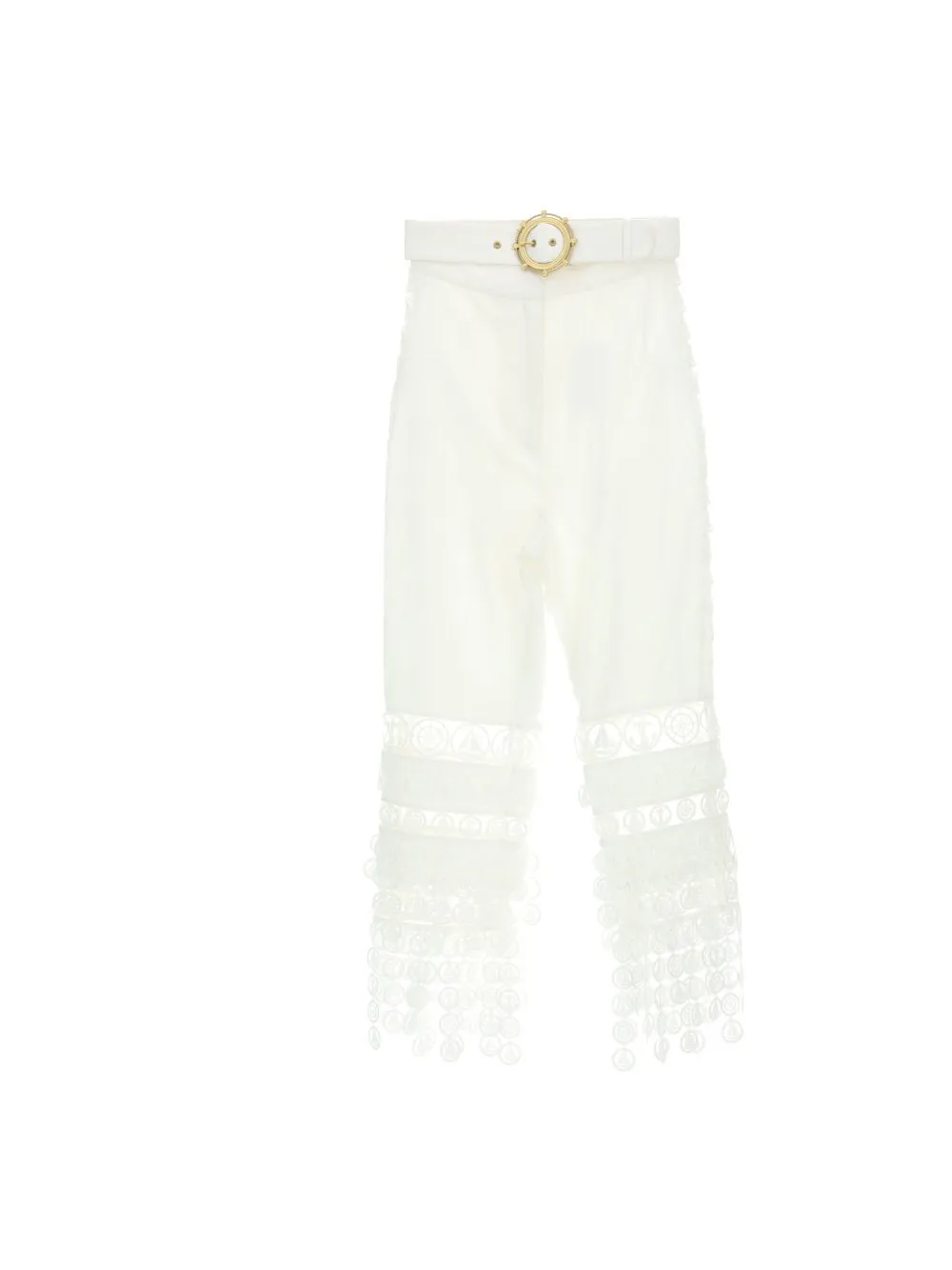 High-Waisted Trousers With Lace Trim