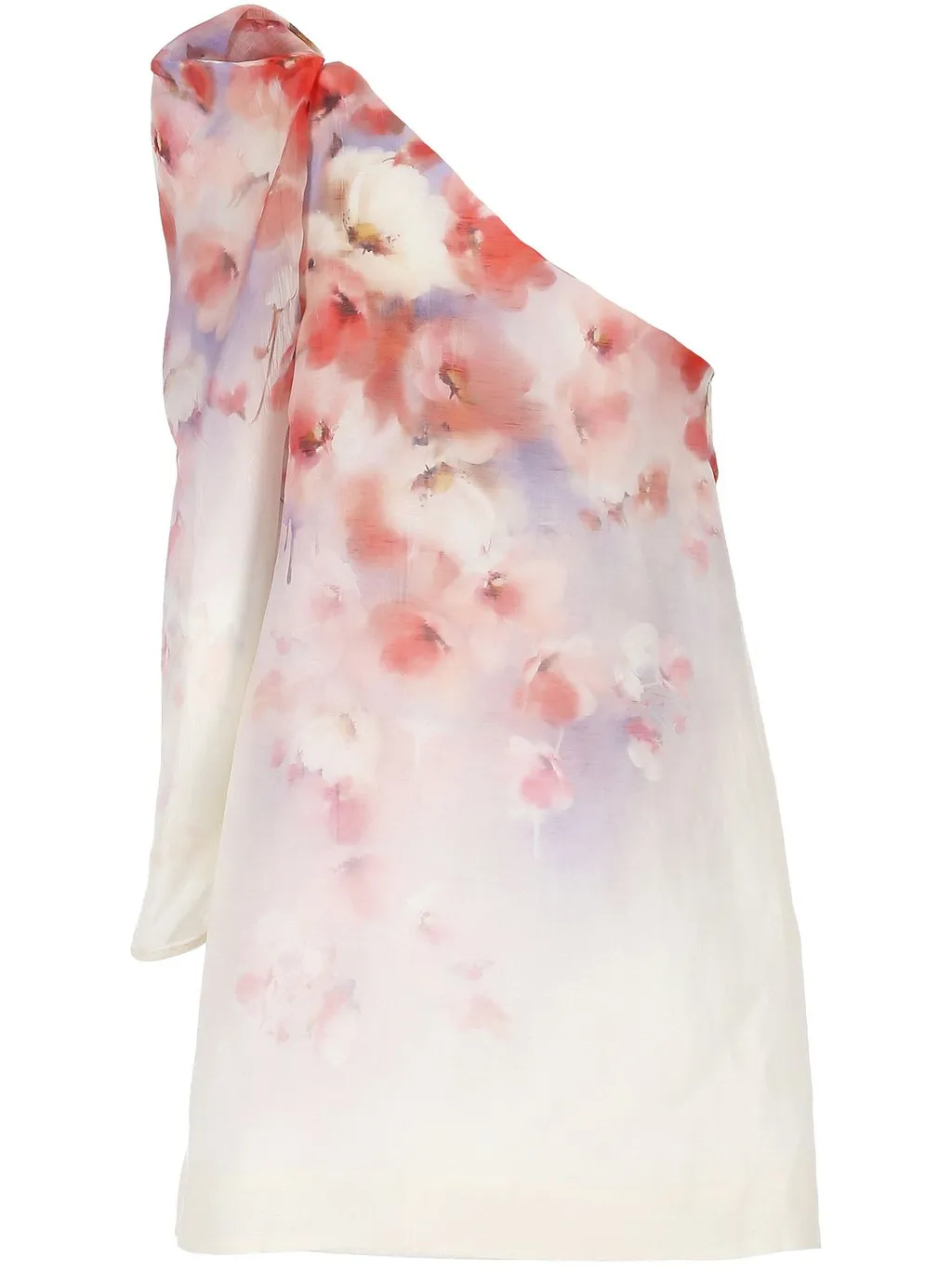 One-Shoulder Floral Print Mini Dress