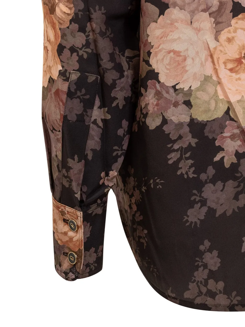 Floral Print Silk Shirt With Lace Bow