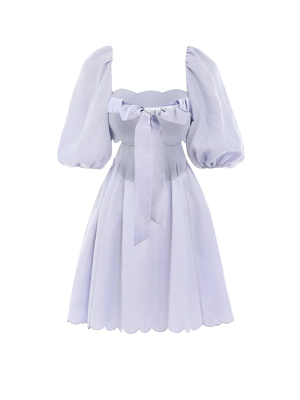 Scalloped Puff Sleeve Dress
