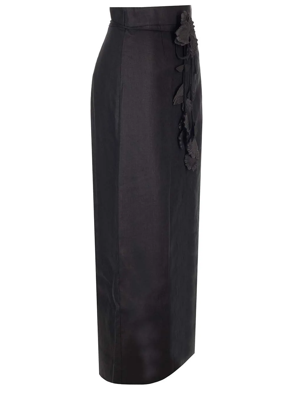 Maxi Skirt With Floral Appliqué