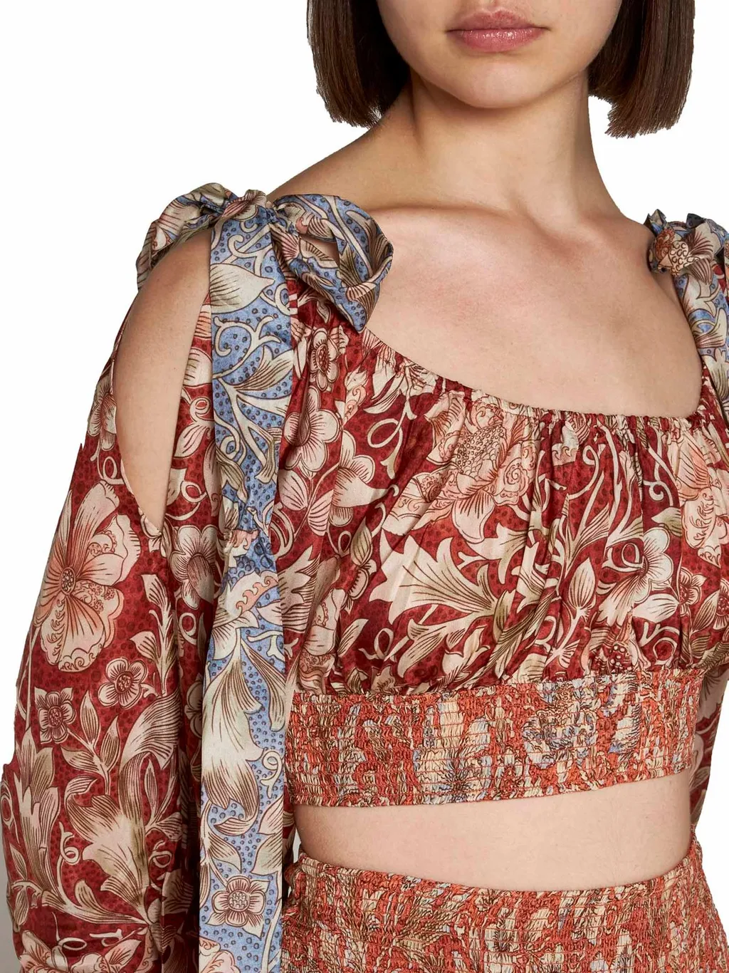 Cropped Top With Tie Shoulders