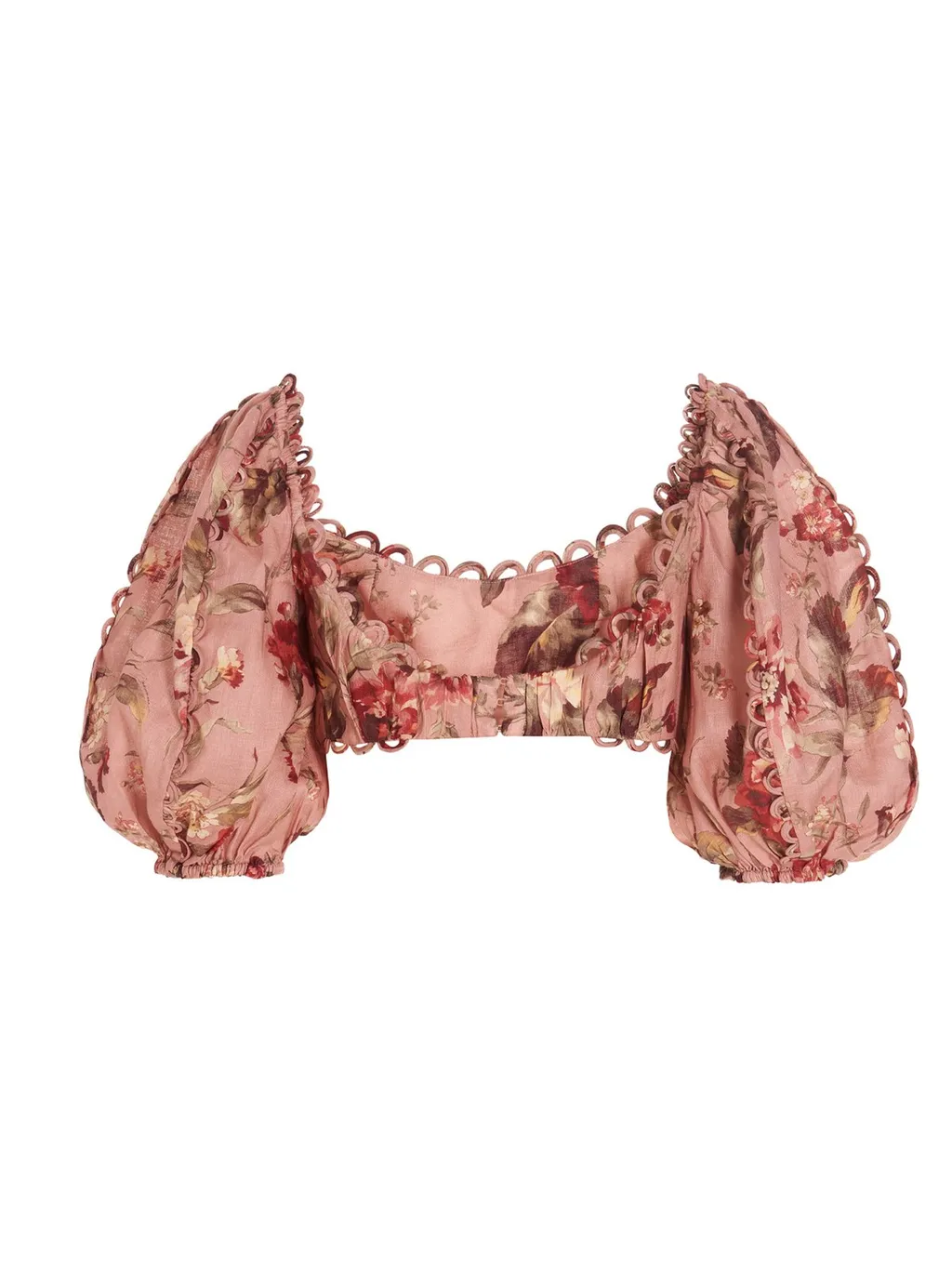 Floral Print Puff Sleeve Crop Top