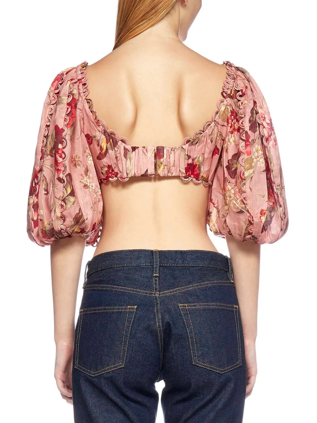 Floral Print Puff Sleeve Crop Top