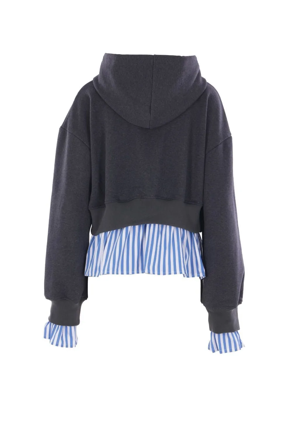 Hooded Sweatshirt With Striped Shirt Underlay