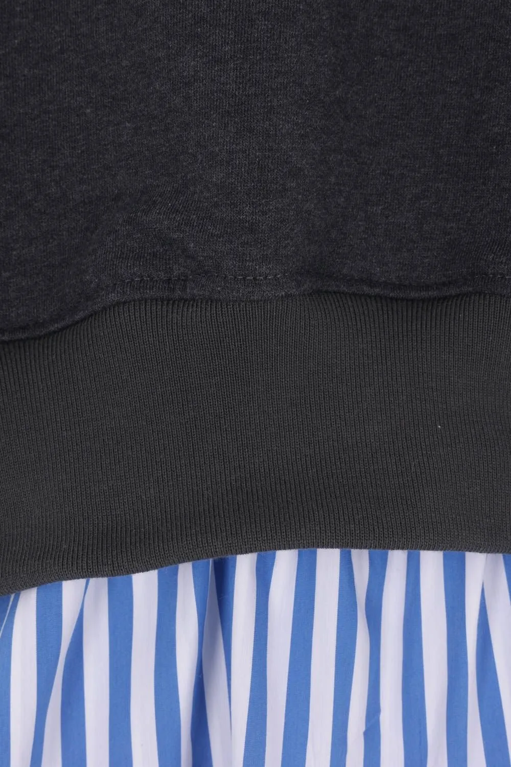 Hooded Sweatshirt With Striped Shirt Underlay