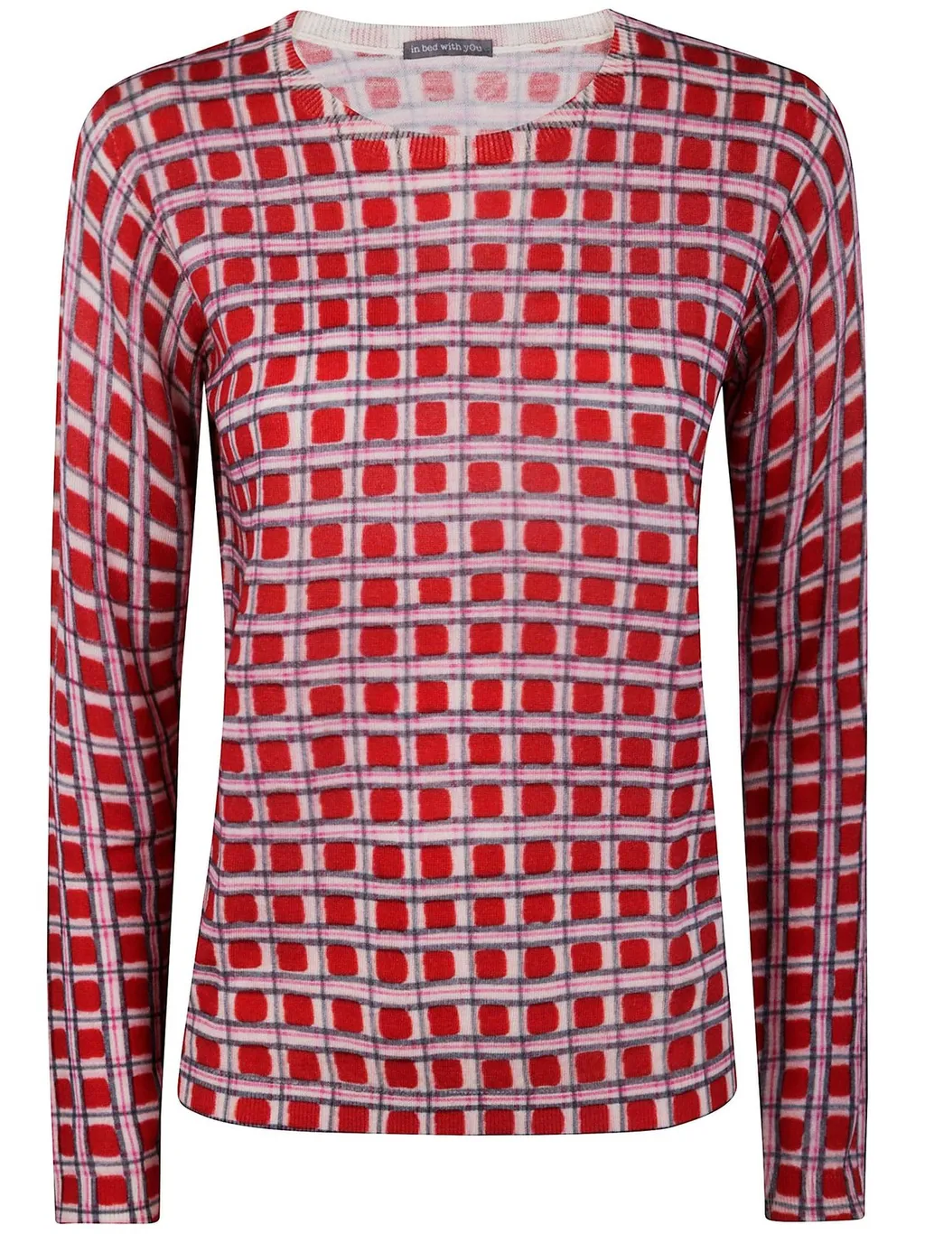 Long Sleeve Checkered Knit Top