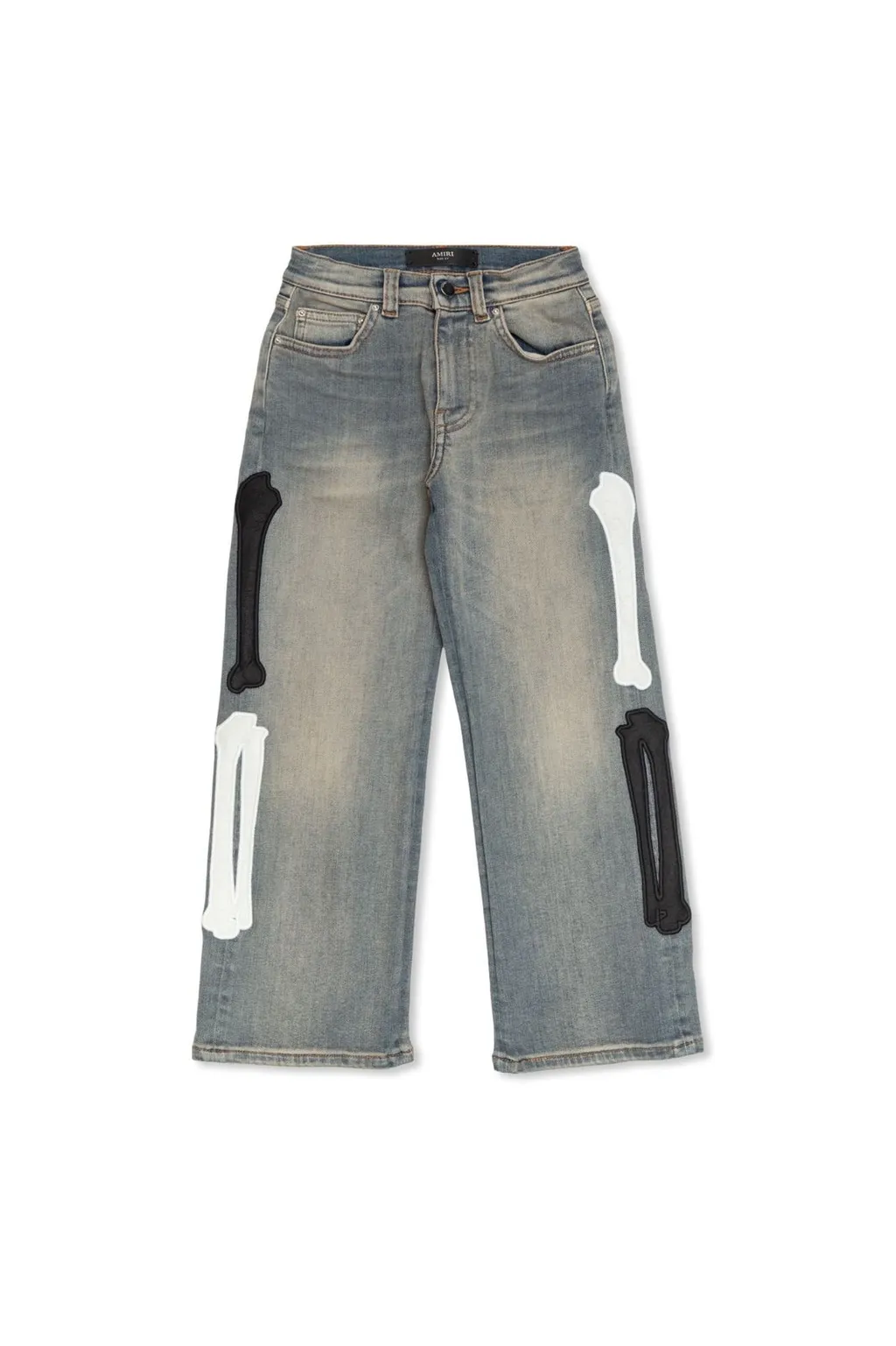 Bone Print Wide Leg Jeans