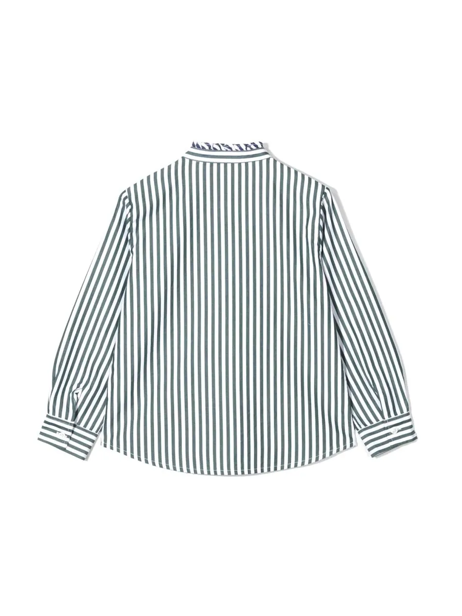 Striped Ruffle Collar Shirt