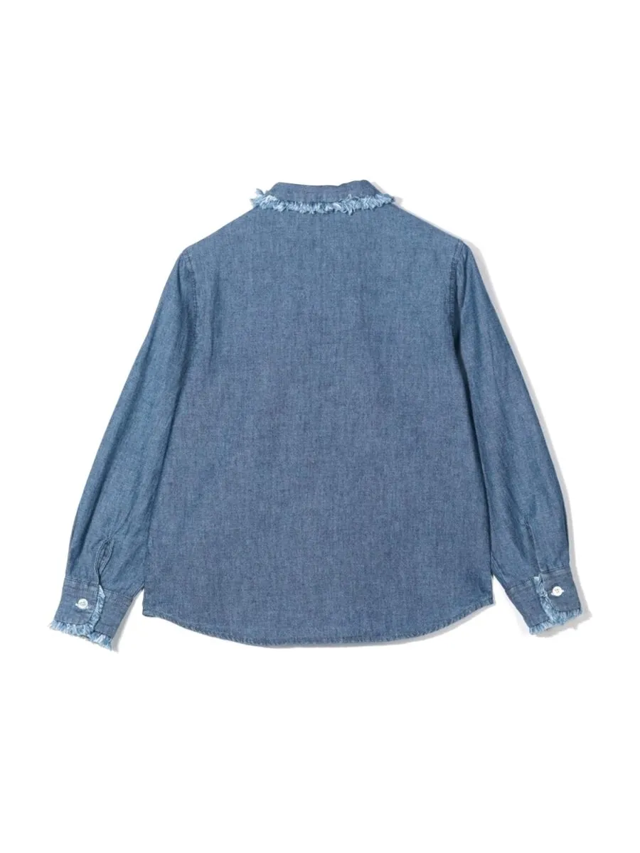 Denim Shirt With Fringed Collar