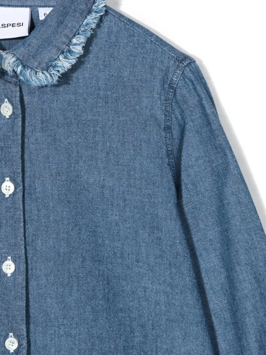 Denim Shirt With Fringed Collar
