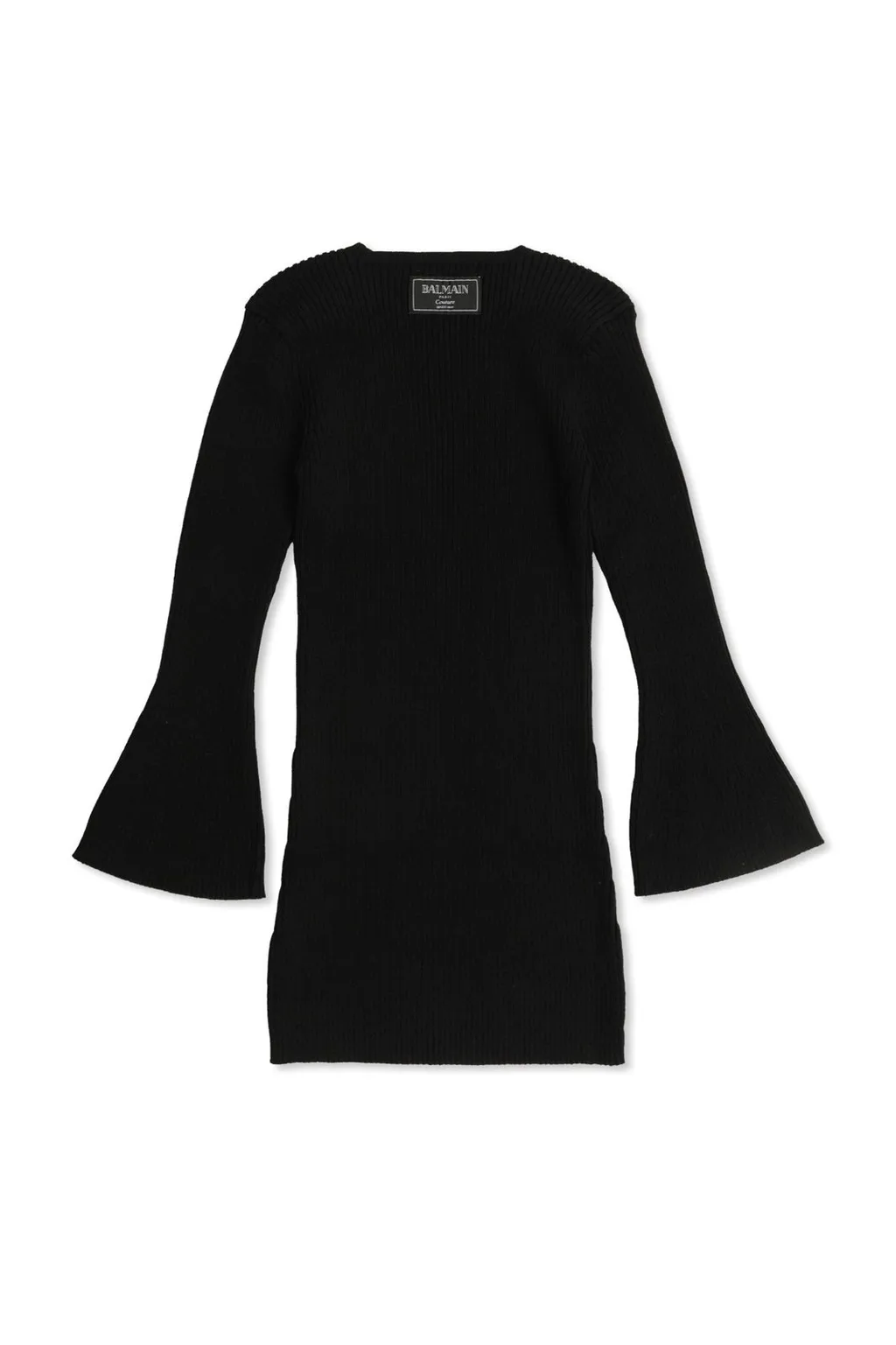 Ribbed Knit Dress With Button Shoulder Detail