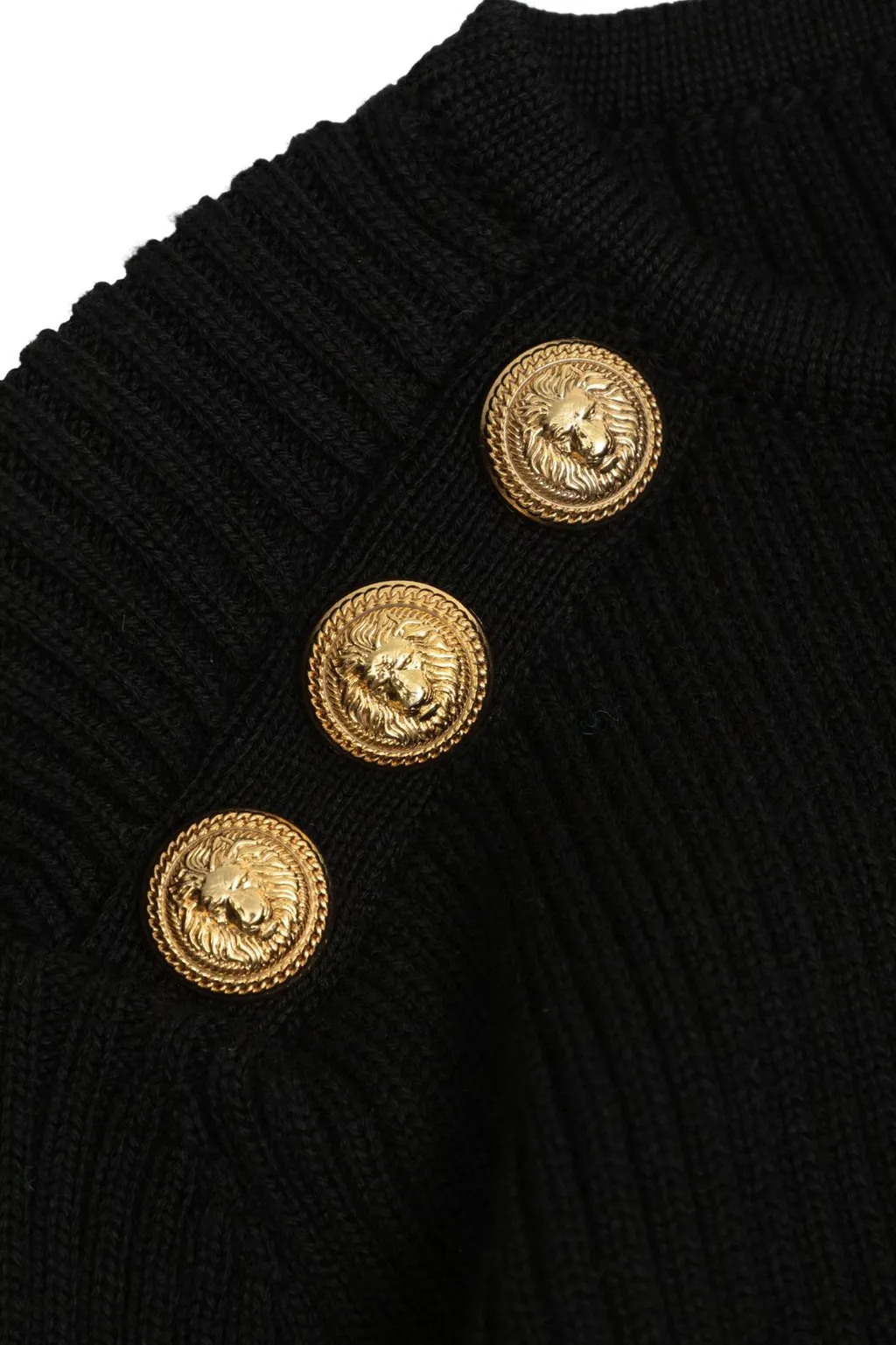 Ribbed Knit Dress With Button Shoulder Detail
