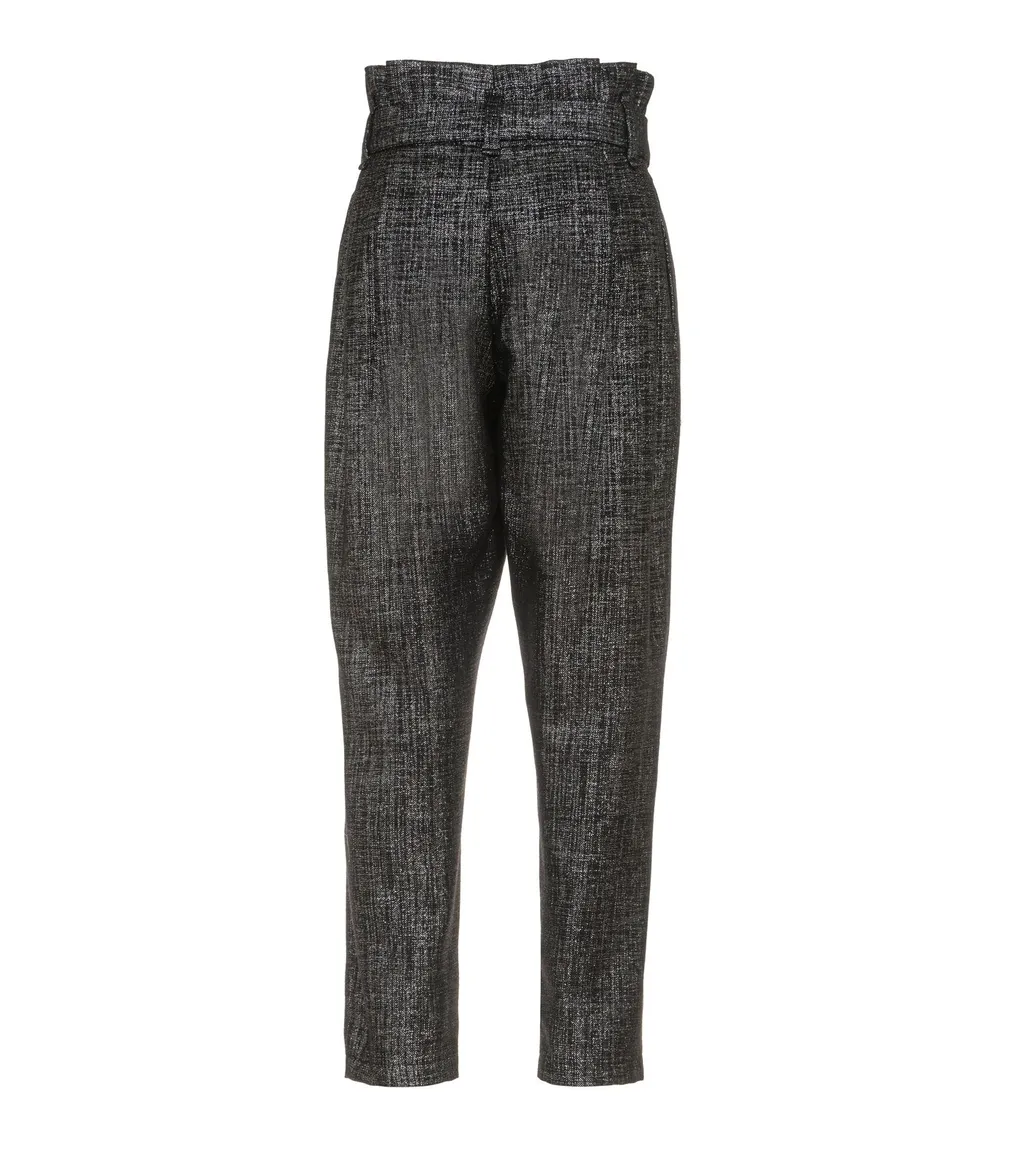 High-Waisted Metallic Trousers
