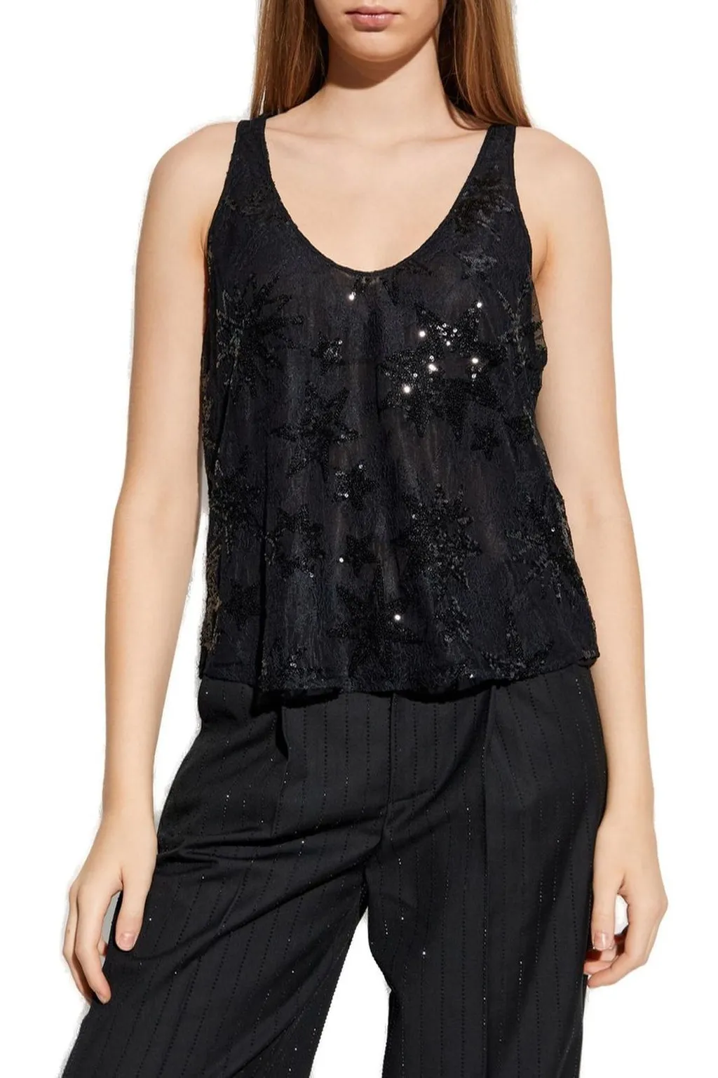 Sequined Lace Tank Top