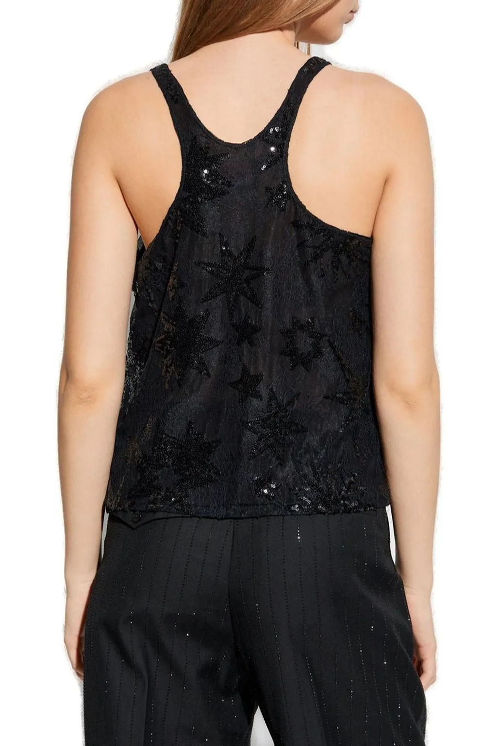 Sequined Lace Tank Top