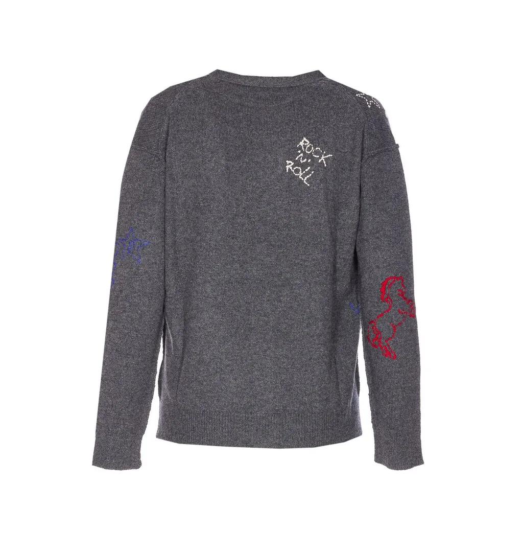 Cardigan With Embroidered Graphics