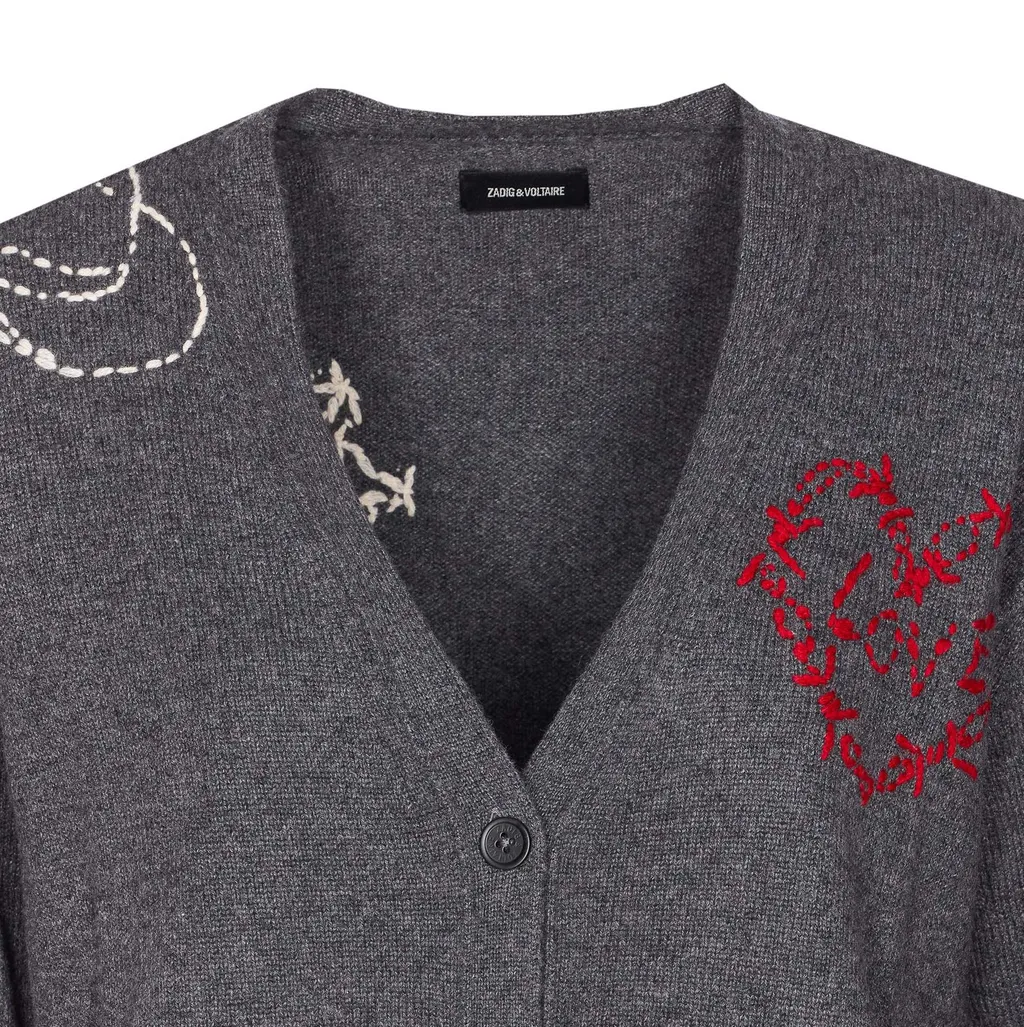 Cardigan With Embroidered Graphics
