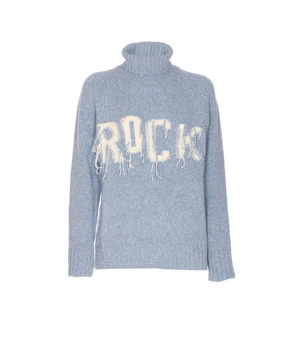 Turtleneck Sweater With Embroidery Rock