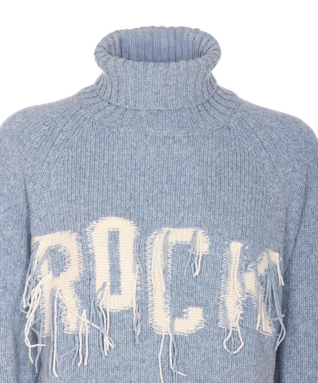 Turtleneck Sweater With Embroidery Rock