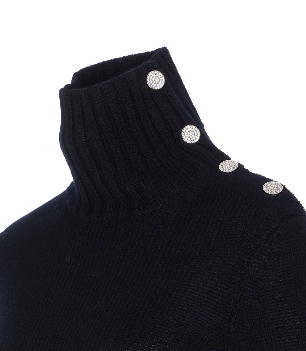 Turtleneck Sweater With Button Detail