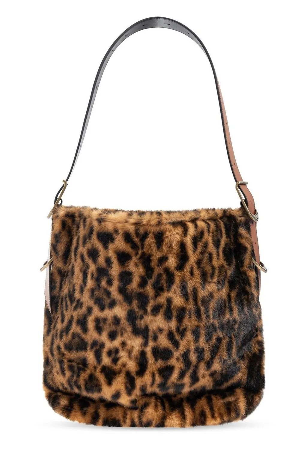Leopard Print Faux Fur Shoulder Bag