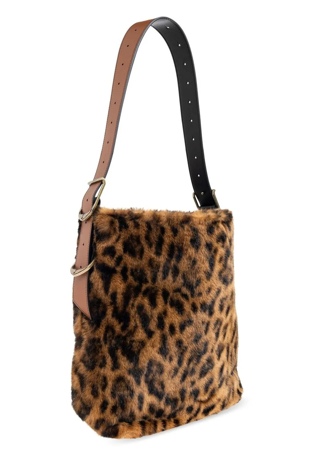 Leopard Print Faux Fur Shoulder Bag