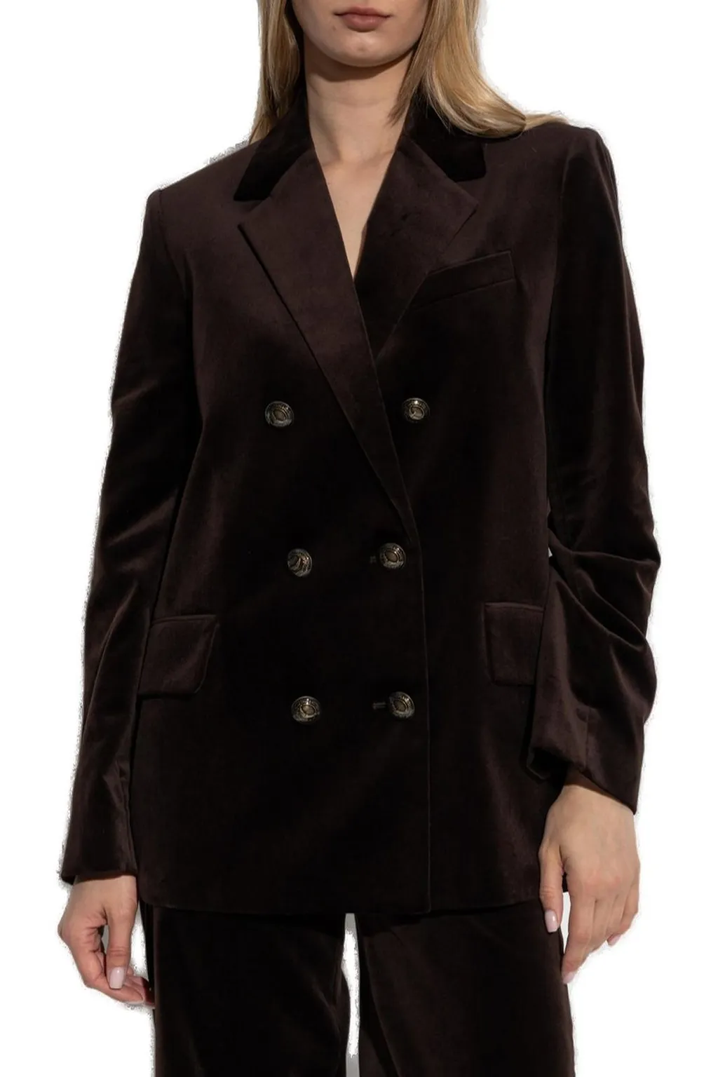 Double-Breasted Velvet Blazer