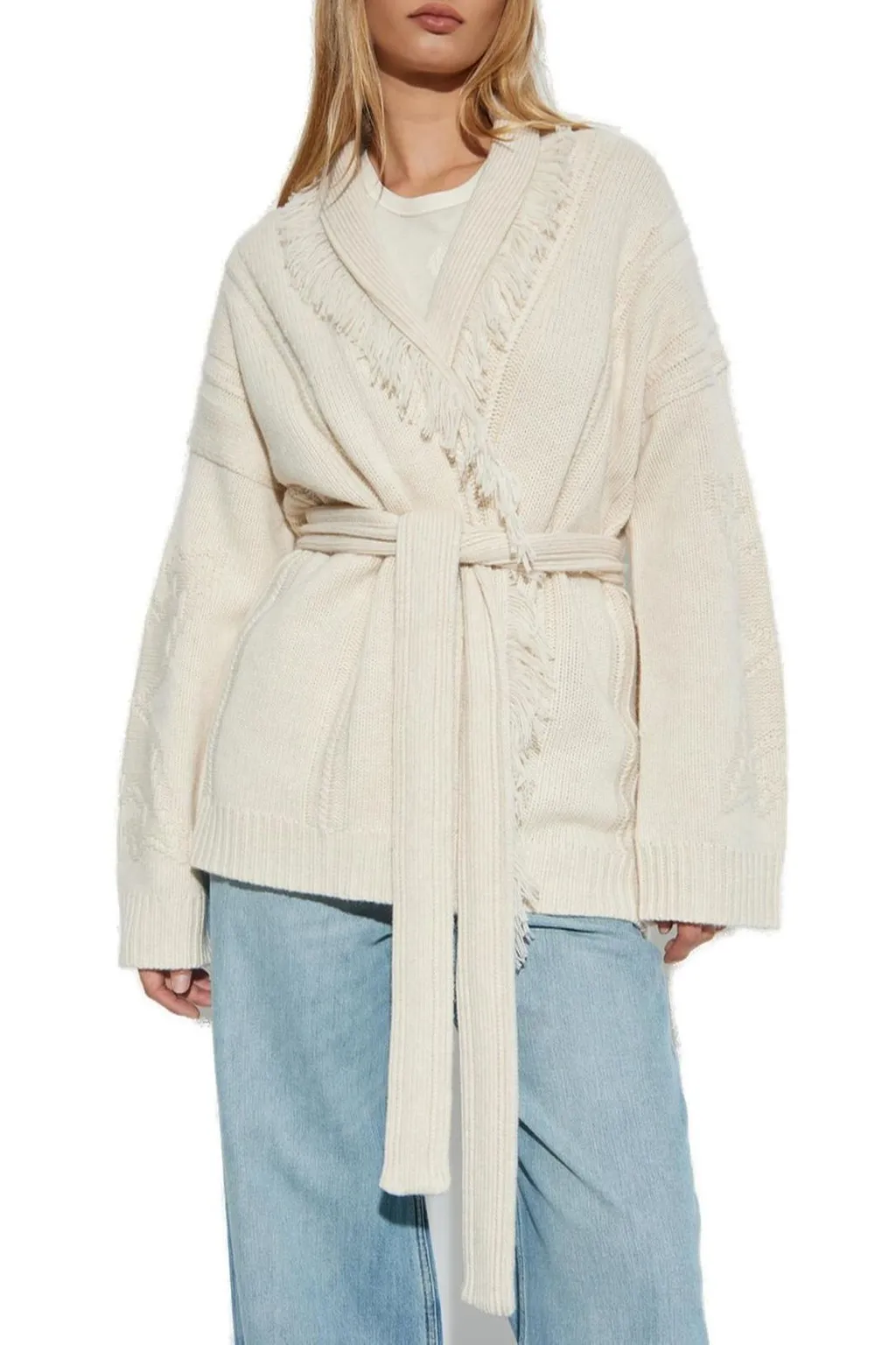 Cardigan With Fringe Trim