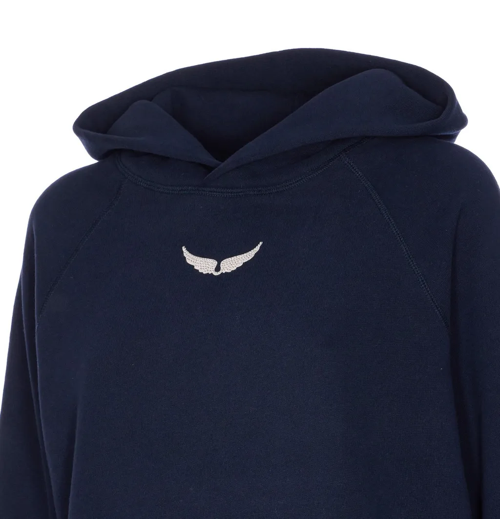 Hooded Sweatshirt With Wing Motif