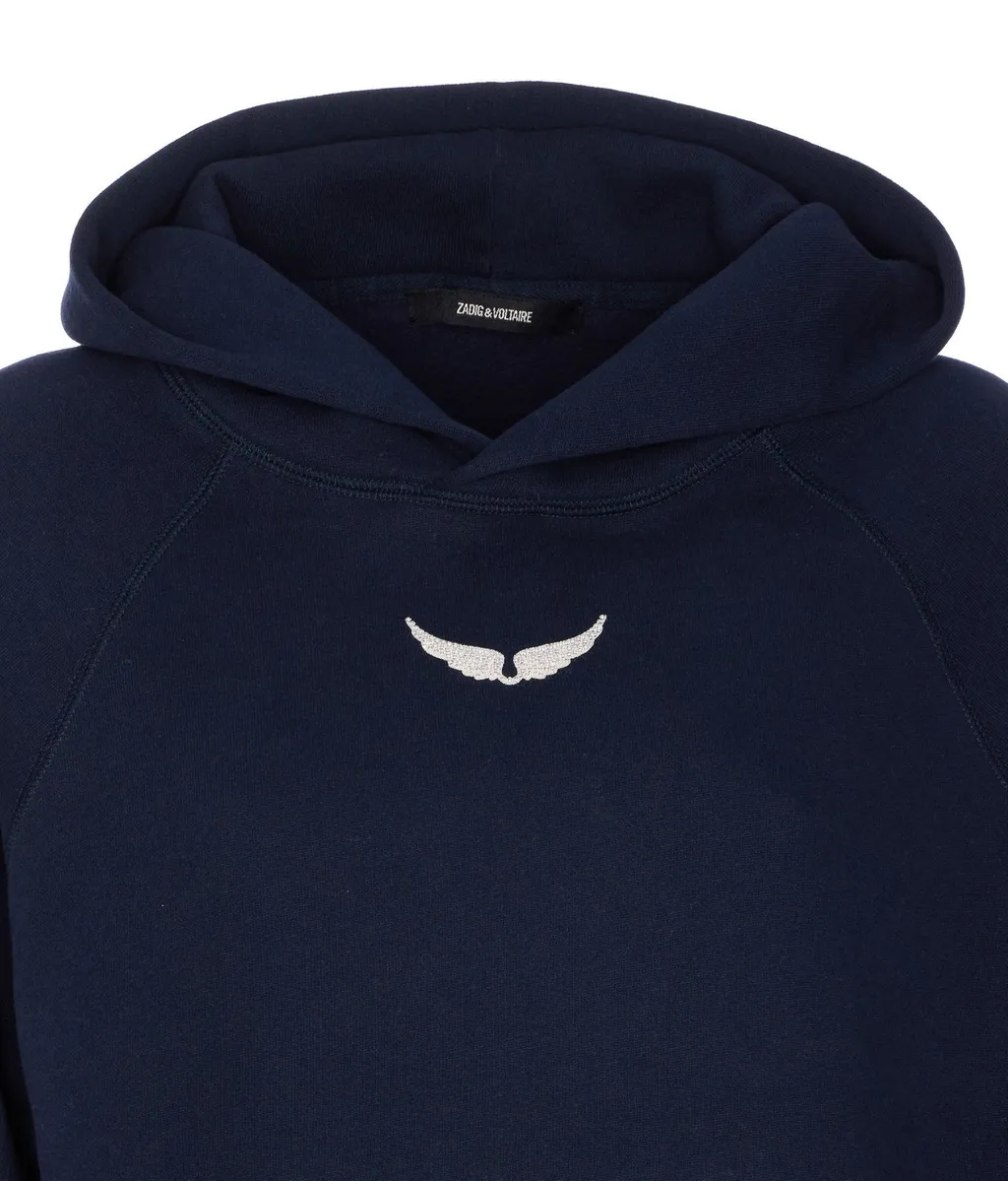 Hooded Sweatshirt With Wing Motif