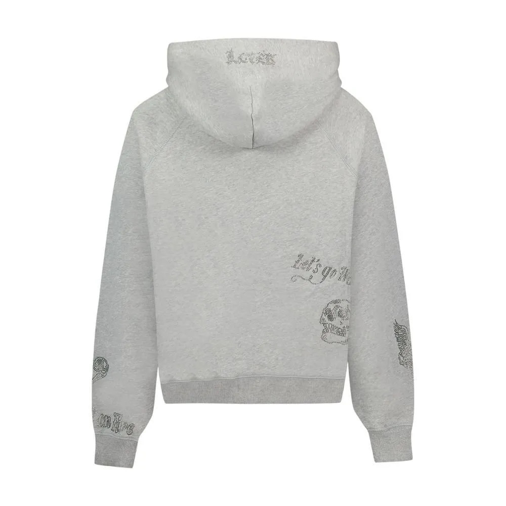 Hoodie With Rhinestone Wings
